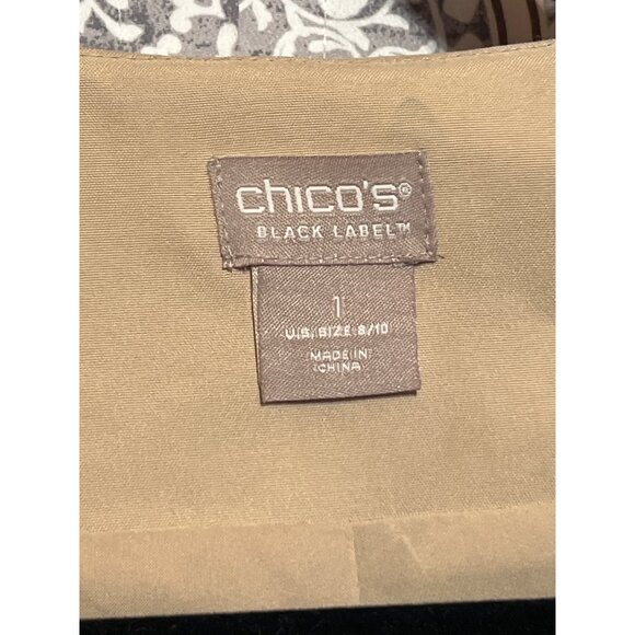 Chicos Black Label Womens Blazer Size 1 US 8/10 Tan Single Button - Picture 4 of 10